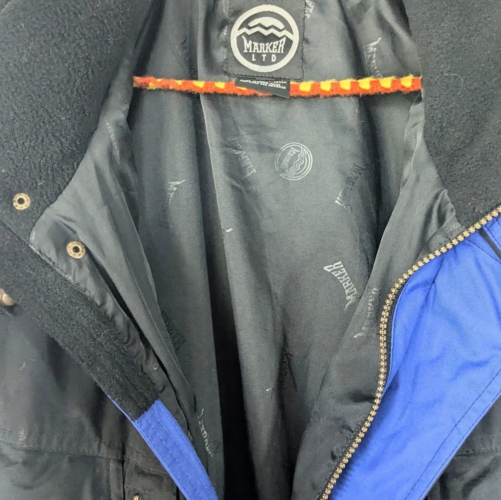 Vintage Marker LTD Men’s One Piece Ski Suit Large Retro 90s Snowsuit Hooded Blue - Picture 6 of 9